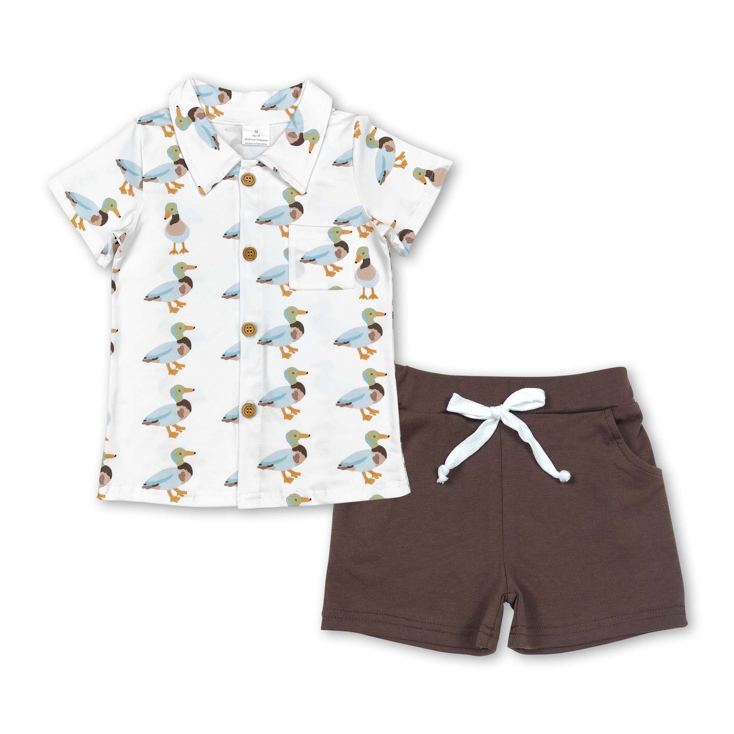 Duck pocket button down top brown shorts boys clothes