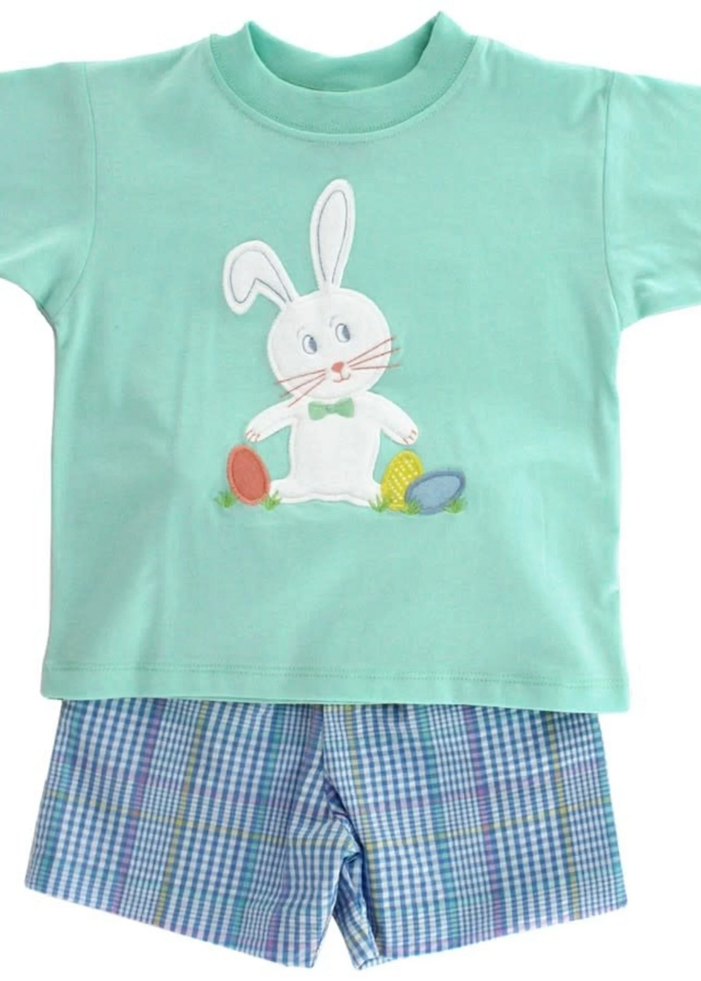 Short sleeves egg rabbit top plaid shorts boys Easter clothes