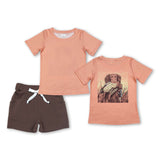 Short sleeves dog top brown shorts boys clothes