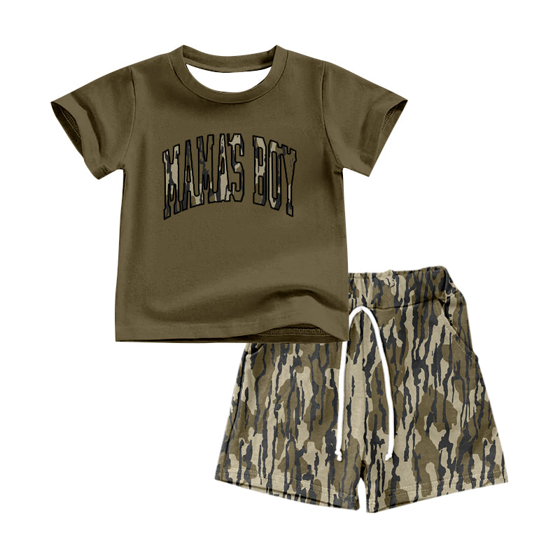 Short sleeves mama's boy camo shorts kids outfits