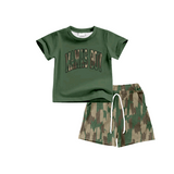 Green mama's boy top bottomland shorts boys clothing set