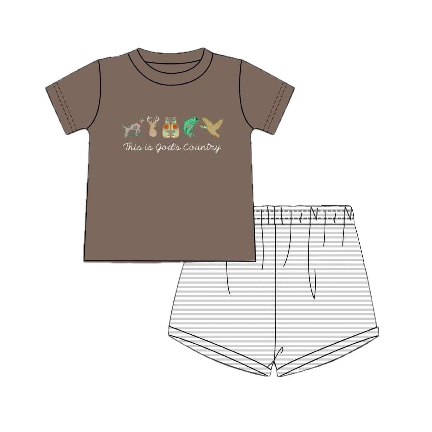 This is god's country hunting top stripe shorts boys clothes