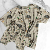 Short sleeves duck cap print top shorts kids boys clothes
