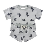 Short sleeves grey dinosaur baby kids summer clothing