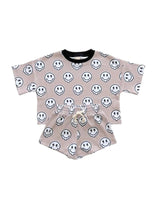 Khaki short sleeves smile kids boys summer clothes