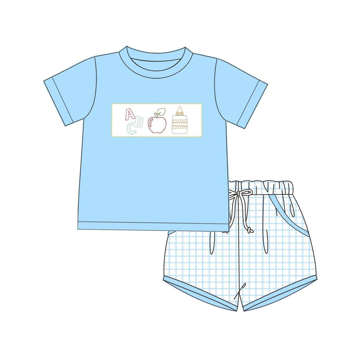 ABC glue apple top shorts boys back to school clohtes
