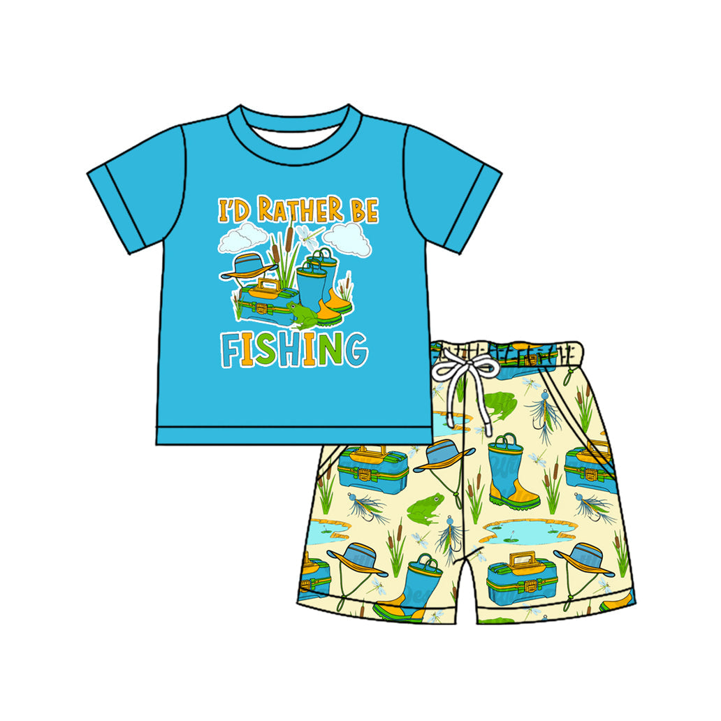 I'd rather be fishing top shorts kids boys clothing