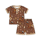 Short sleeves horse top shorts western boys pajamas