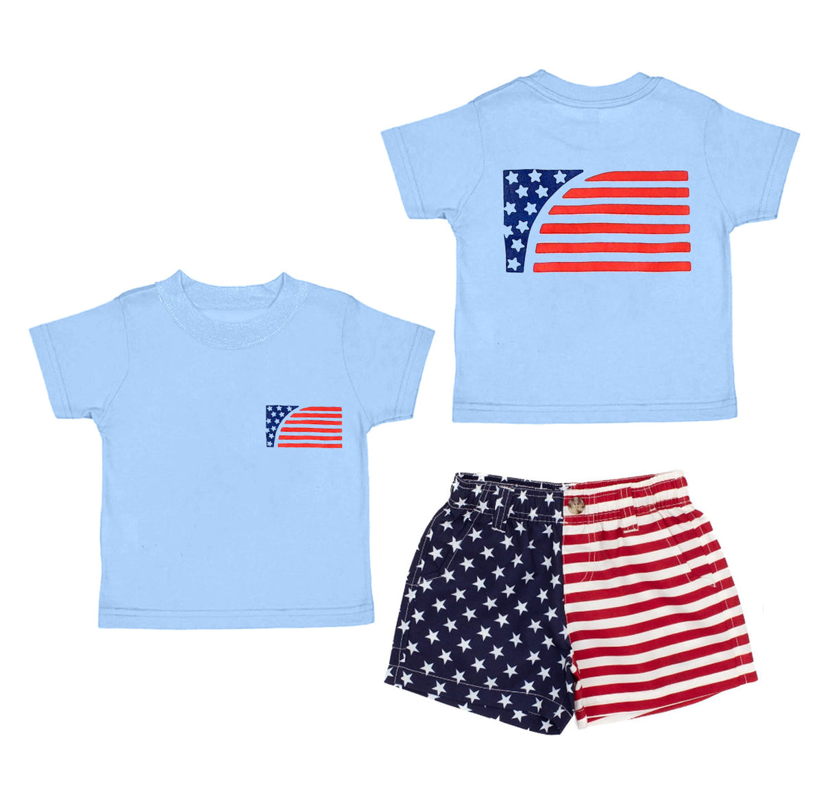 Stars stripe flag top shorts kids boys 4th of july clothes