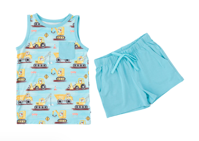 Sleeveless constructions top shorts boys summer clothes