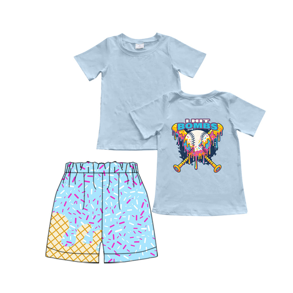 Baseball top ice cream sprinkle shorts boys clothes