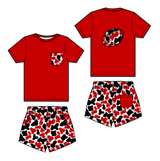 red leopard football print kids boys summer pocket clothes