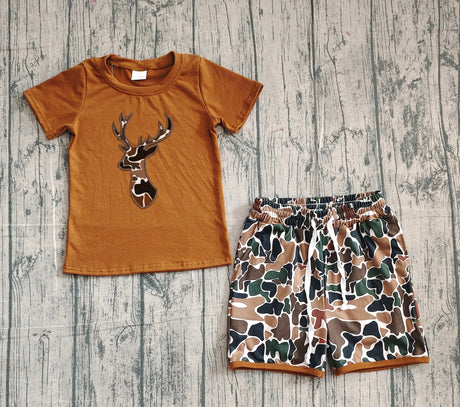 Short sleeves deer top camo shorts toddler boys outfits