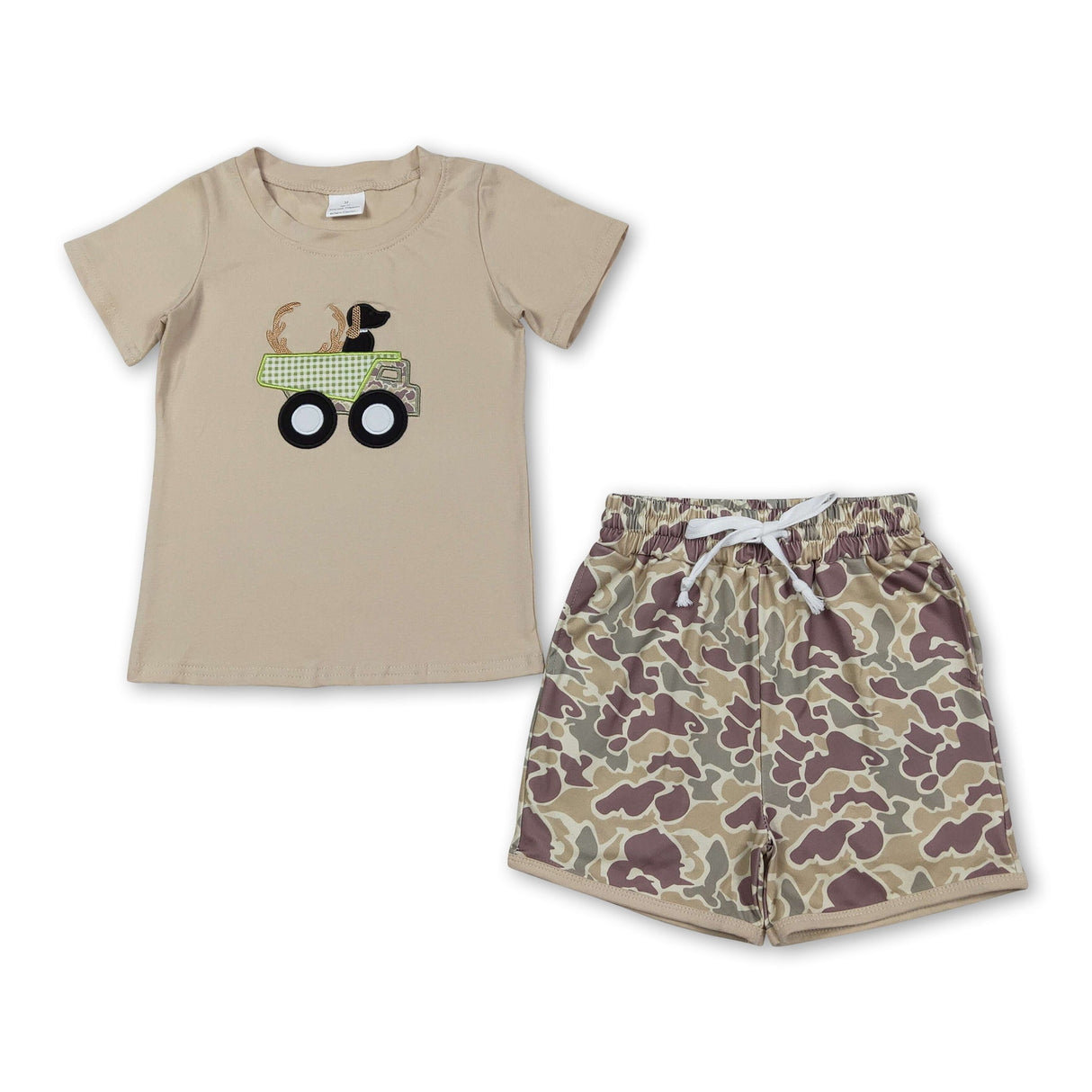 Dog deer cotton top camo shorts kids outfits