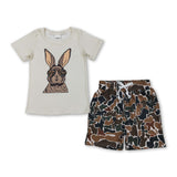 Rabbit top camo shorts toddler boys Easter outfits