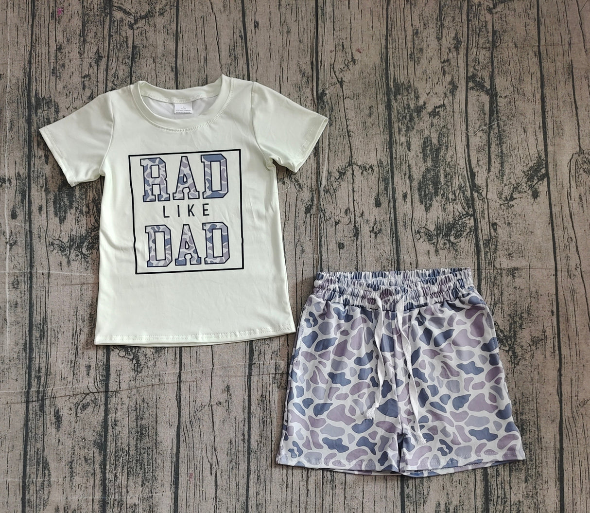Short sleeves rad like dad top grey camo shorts boys outfits