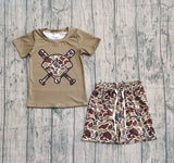 Short sleeves dark brown camo golf top shorts toddler boys outfits