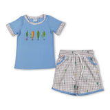 Short sleeves hook fishing top shorts kids boys outfits