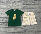 Dog duck embroidery top plaid shorts boys outfits