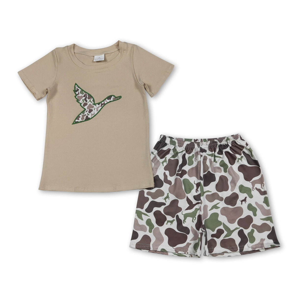 Short sleeves camo duck top shorts kids boys outfits