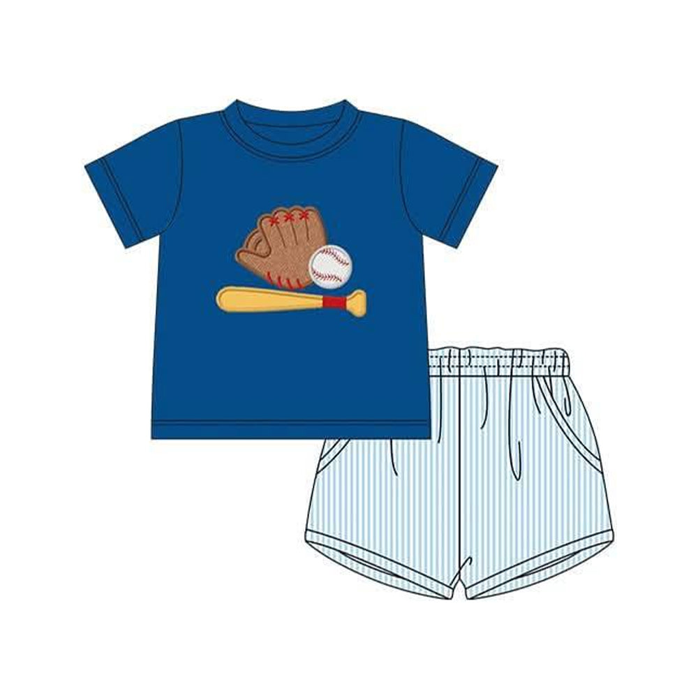 Short sleeves baseball top stripe shorts kids boys outfits