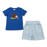Short sleeves baseball top stripe shorts kids boys outfits