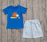 Short sleeves baseball top stripe shorts kids boys outfits