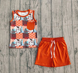 Sleeveless bull skull top shorts western boys outfits