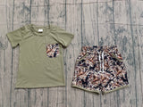 Pocket top dog duck camo shorts hunting boys outfits