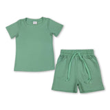 Short sleeves mint cotton top pocket shorts boys outfits