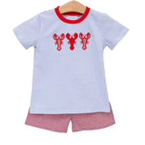 Short sleeves stripe crawfish top shorts kids boys outfits
