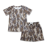 Olive camo short sleeves top shorts kids boys outfits