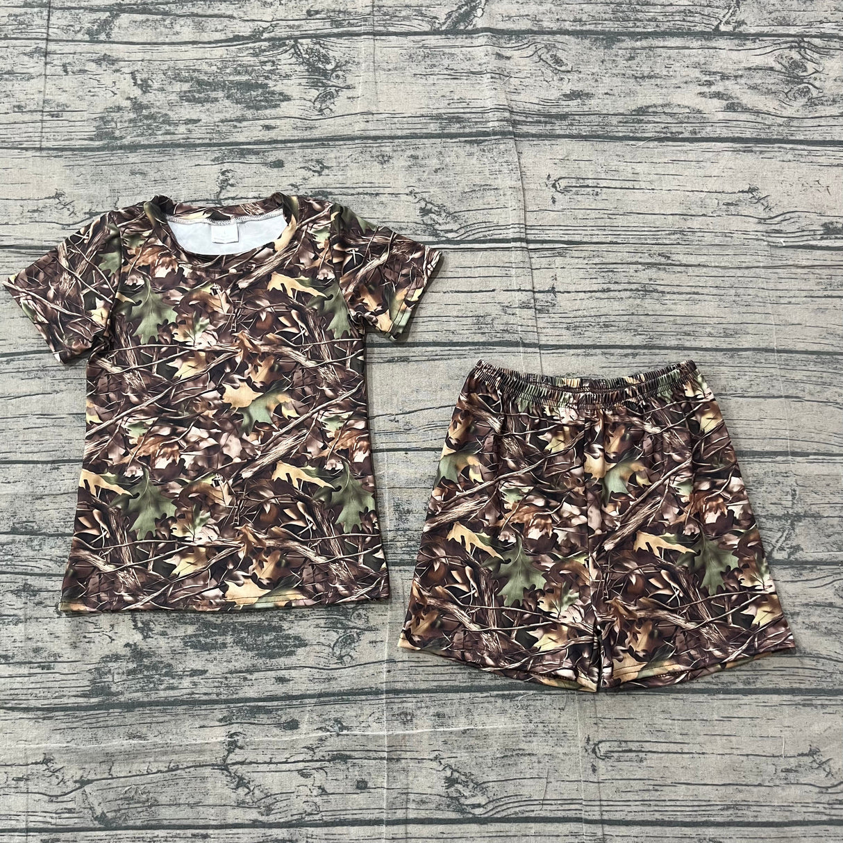 Short sleeves leaves camo top shorts kids boys pajamas