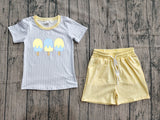 Stripe popsicle embroidery top shorts boys summer outfits