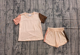 Short sleeves cotton patchwork top shorts kids summer outfits