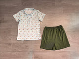 Short sleeves duck polo shirt olive shorts boys outfits