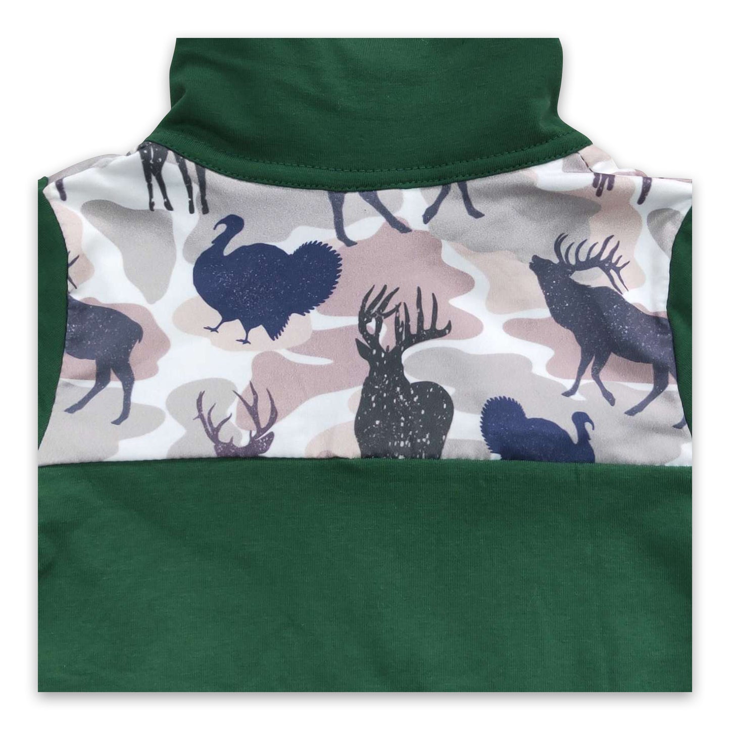 Deer camo olive kids boy zipper pullover