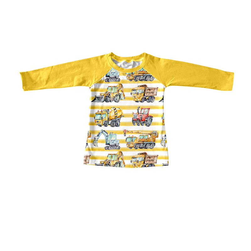 Yellow long sleeves stripe constructions boy shirt