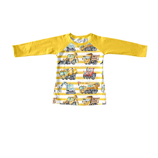 Yellow long sleeves stripe constructions boy shirt