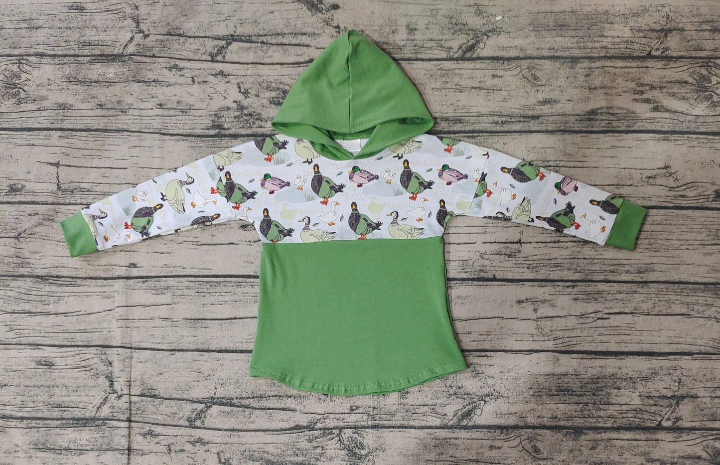 Duck green long sleeves kids hunting hoodie