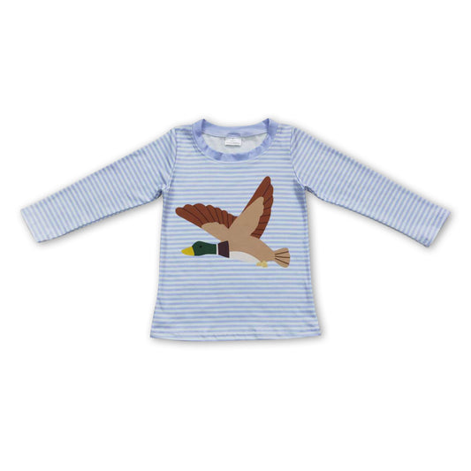 Duck stripe long sleeves kids boy shirt