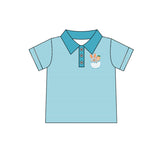 Short sleeves stripe rabbit carrot egg boy easter polo shirt