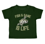 Fish game is life green short sleeves kids boy shirt