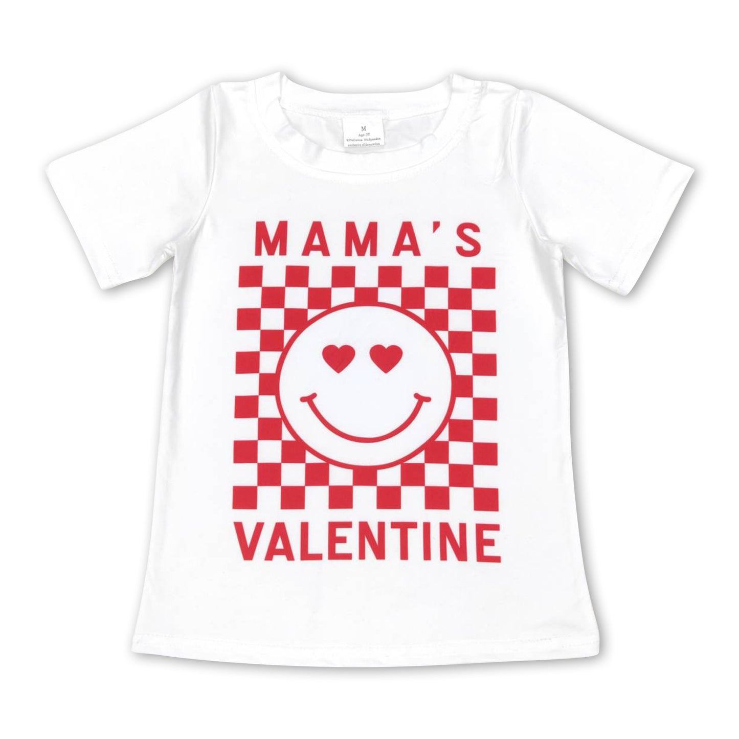 Mama's Valentine plaid smile kids boy shirt