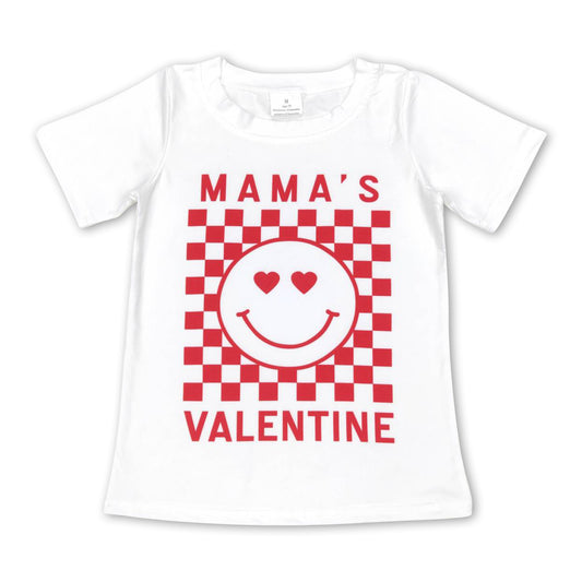 Mama's Valentine plaid smile kids boy shirt