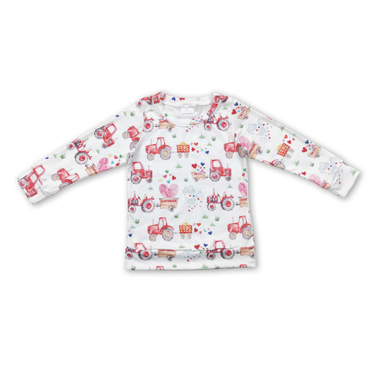 Heart truck long sleeves baby kids valentin's shirt