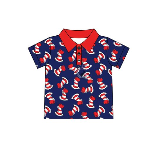 Red short sleeves hat kids boys polo shirt