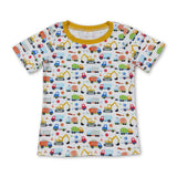 Yellow short sleeves constructions kids boys shirt