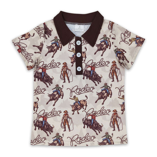 Short sleeves khaki rodeo kids boys polo shirt