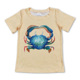 Yellow short sleeves crab boys summer shirt
